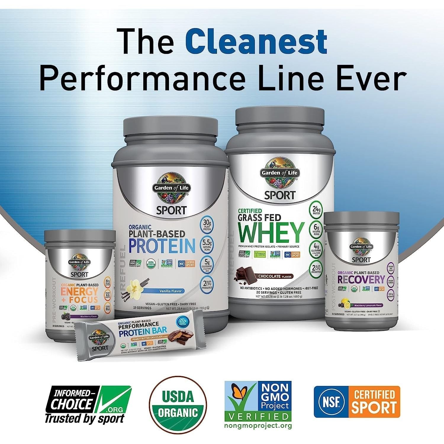 Garden of Life Sport Vegan Organic Plant Based Post Workout Muscle Recovery Powder - Blackberry Lemonade 30 Servings