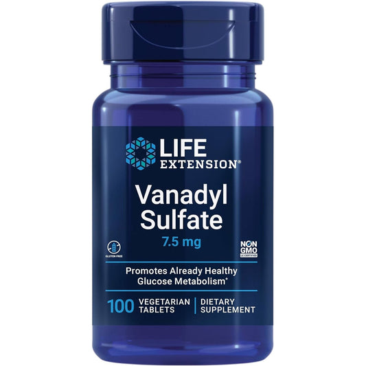 Life Extension Vanadyl Sulfate, Trace Mineral, Vanadium, Healthy Glycemic Balance, 100 Tablets