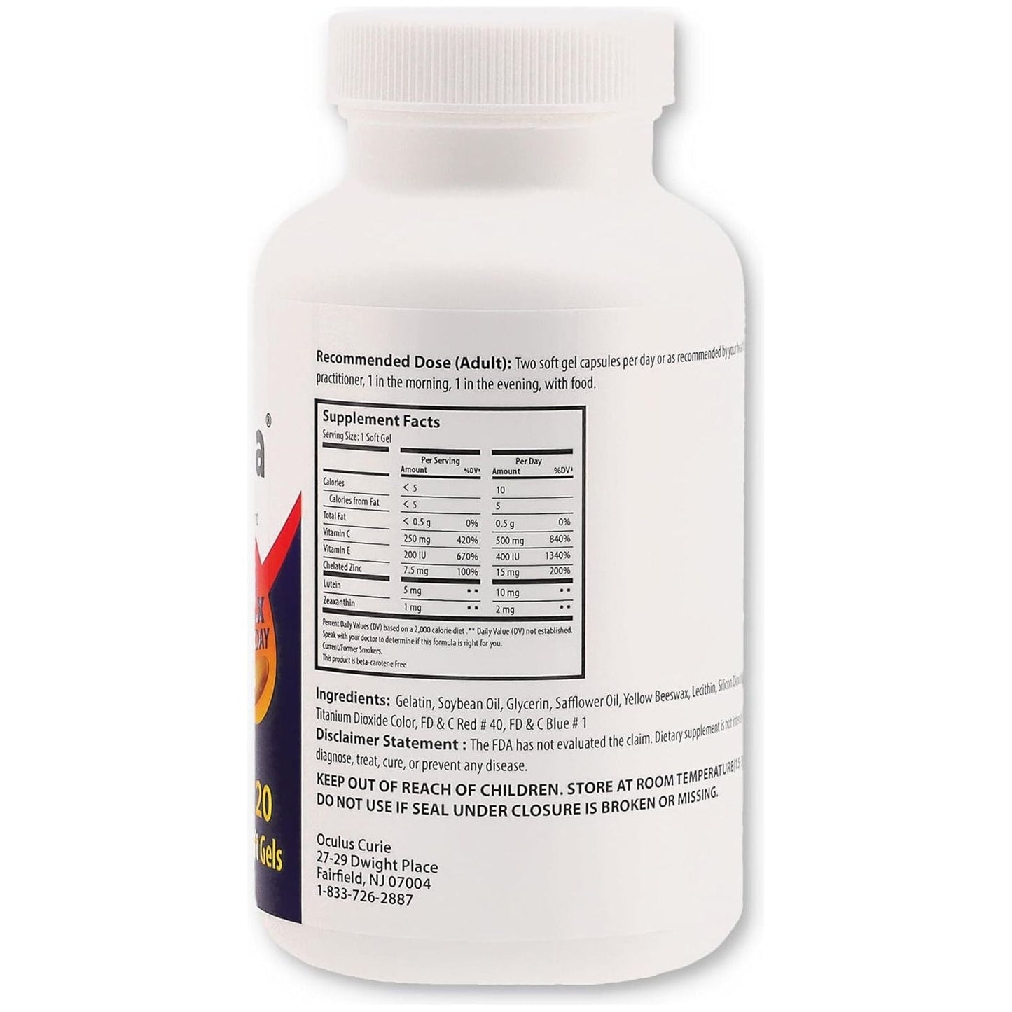 Vita Naina AREDS2 Eye Vitamins and Mineral Supplement (Zeaxanthin 2Mg) (120 Softgels)