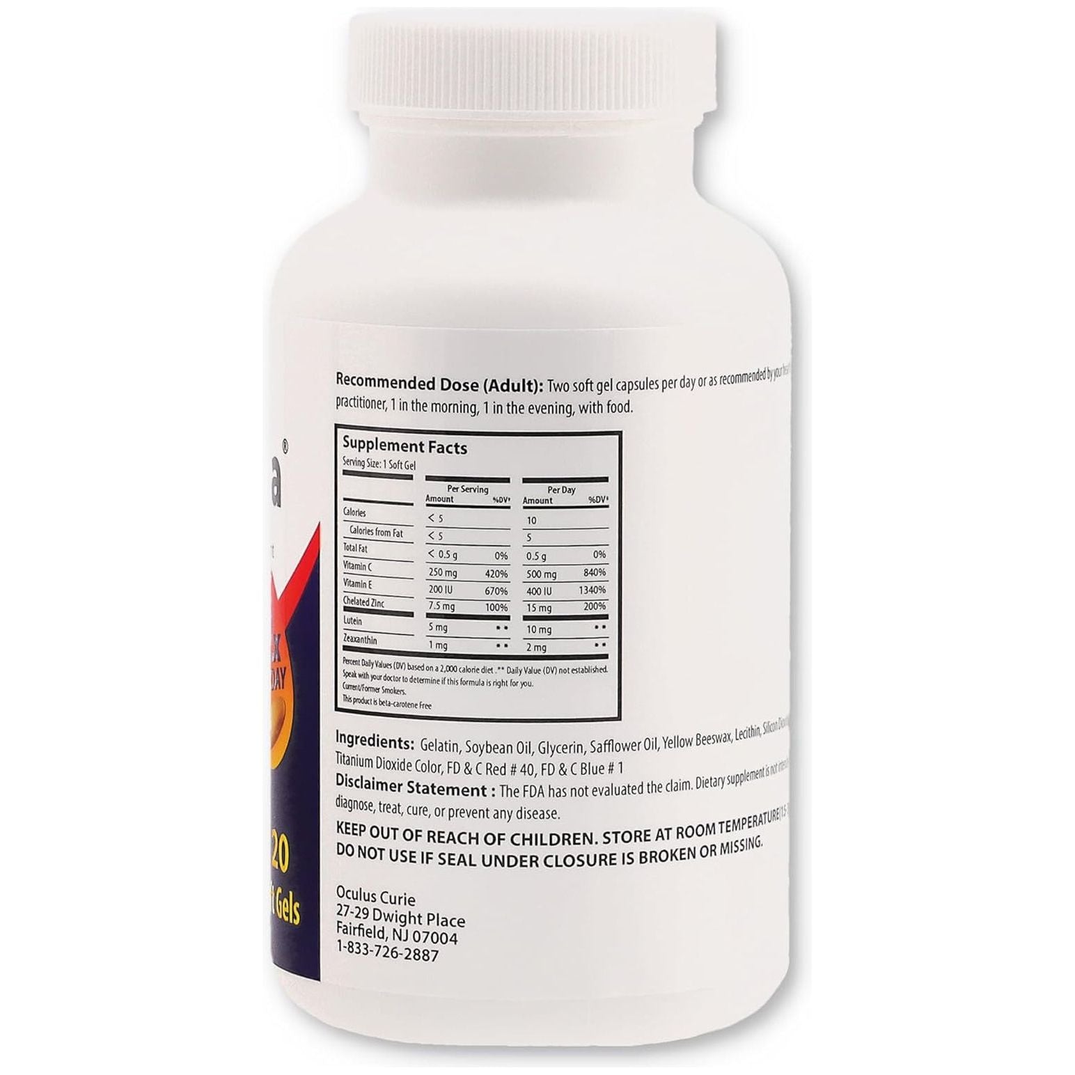 Vita Naina AREDS2 Eye Vitamins and Mineral Supplement (Zeaxanthin 2Mg) (120 Softgels)