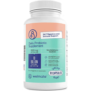 WELMATE Saccharomyces Boulardii | Daily Probiotic Supplement | 10 Billion CFU 200 Veggie Capsules
