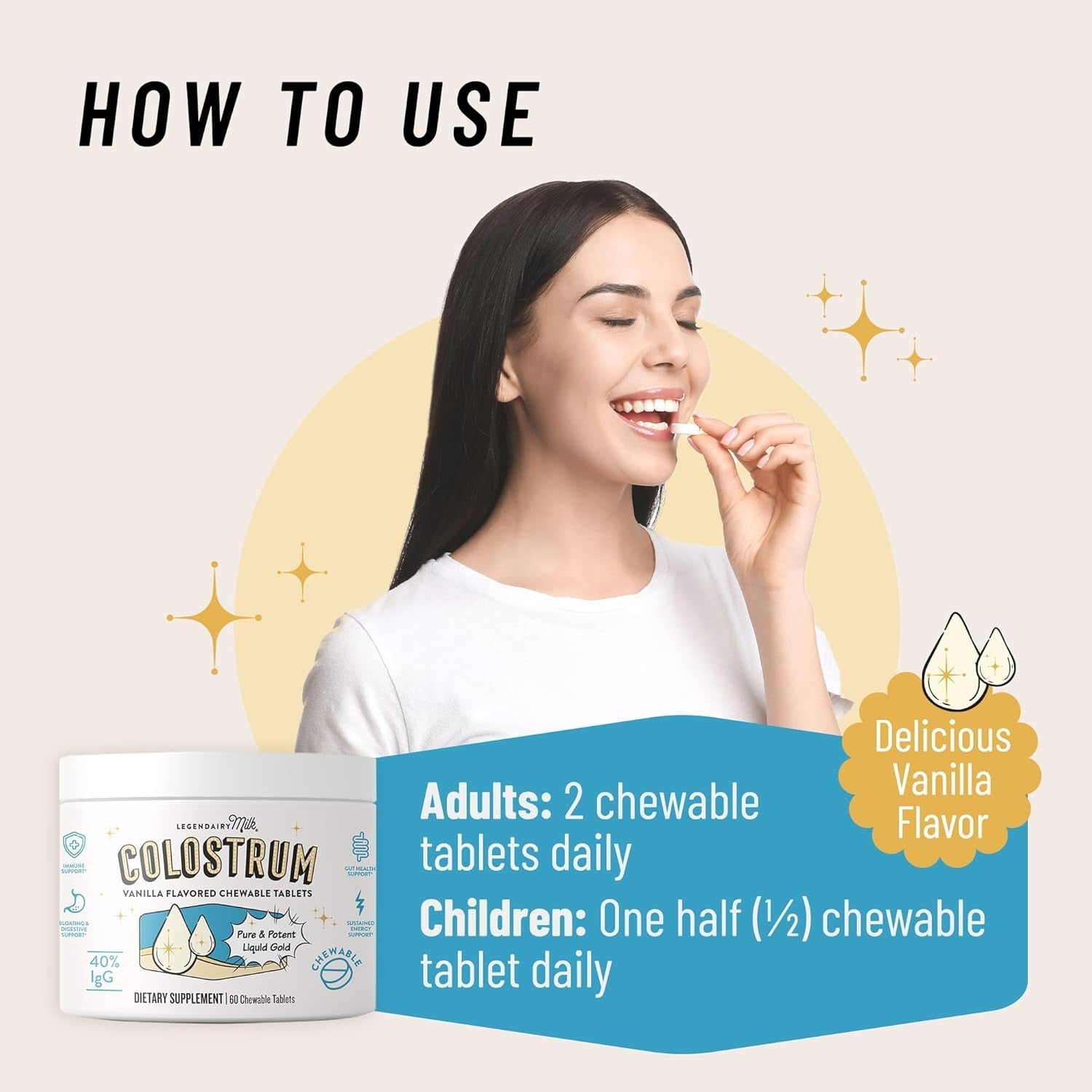 Legendairy Milk Colostrum Supplement - Igg Immunoglobulin for Immune Support & Gut Health 30 Servings