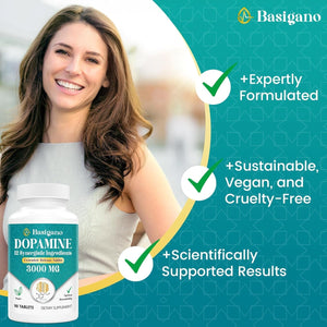 Natural Dopamine Supplement for Energy, Focus, Motivation, Mental Alertness, Mood, and Stress - 90 Tablets