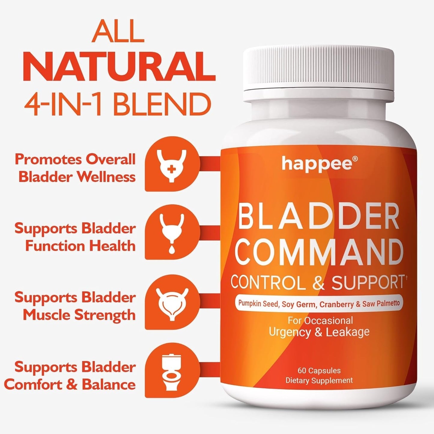 Bladder Control Supplement for Urinary Frequency, Leaks & Urgency - 60 Capsules