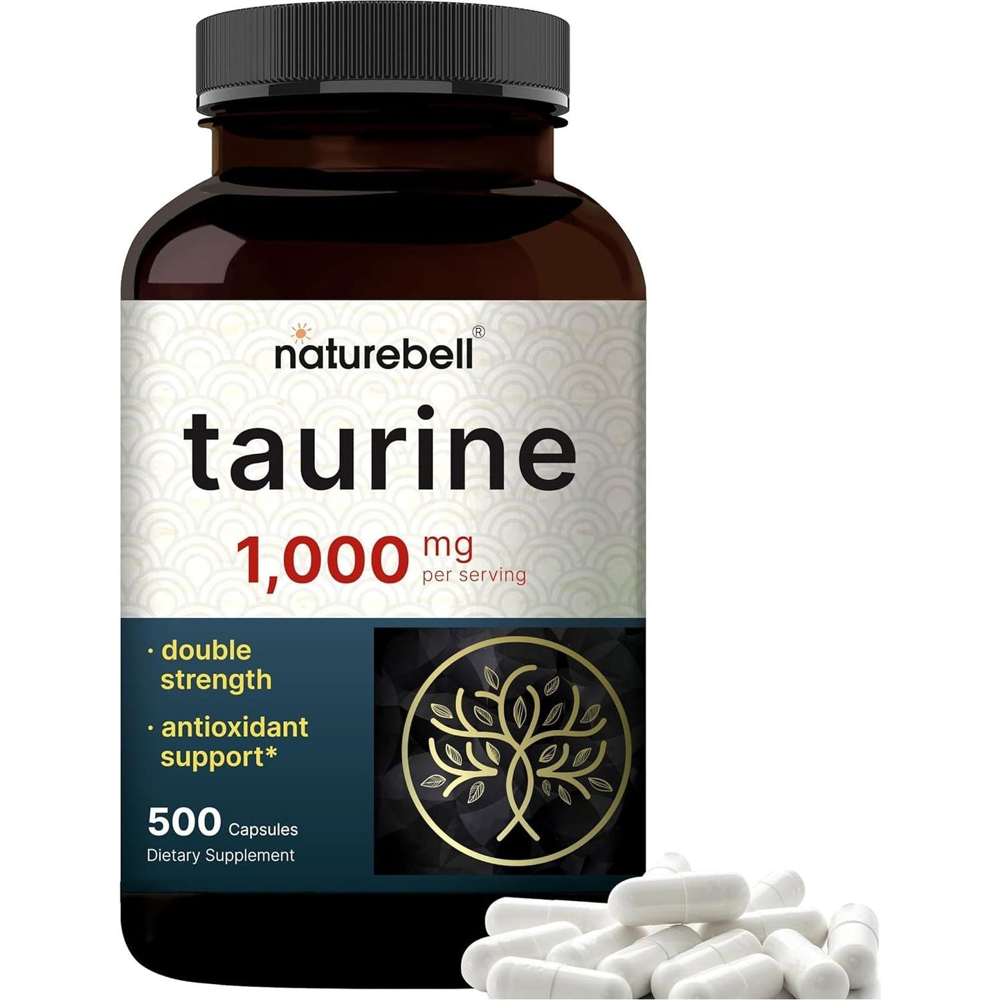 Naturebell Taurine 1,000Mg per Serving – Antioxidant Support for Heart, Muscle, Brain, & Liver Health 500 Capsules
