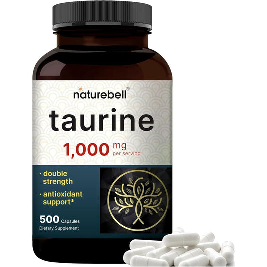 Naturebell Taurine 1,000Mg per Serving – Antioxidant Support for Heart, Muscle, Brain, & Liver Health 500 Capsules