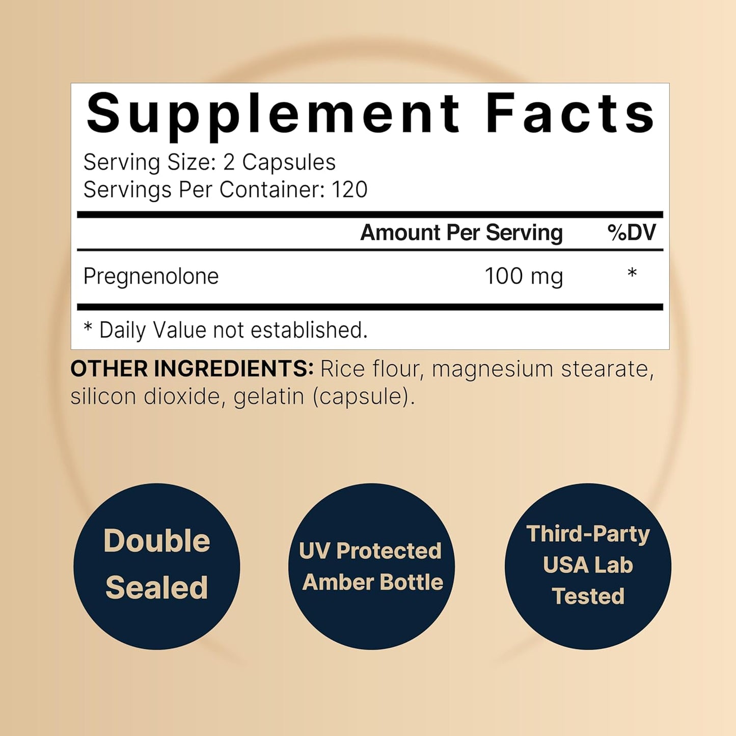 Pregnenolone 100Mg | Natural Precursor, Brain, & Immune Health Supplement 240 Capsules