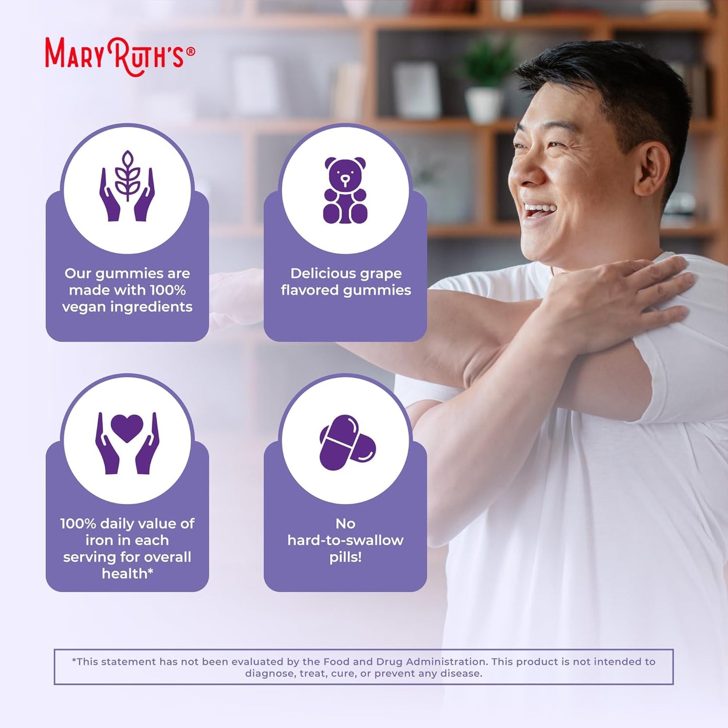 Maryruth Organics Iron Suppleme Nt Gummies for Adults - Immune Support - 60 Count