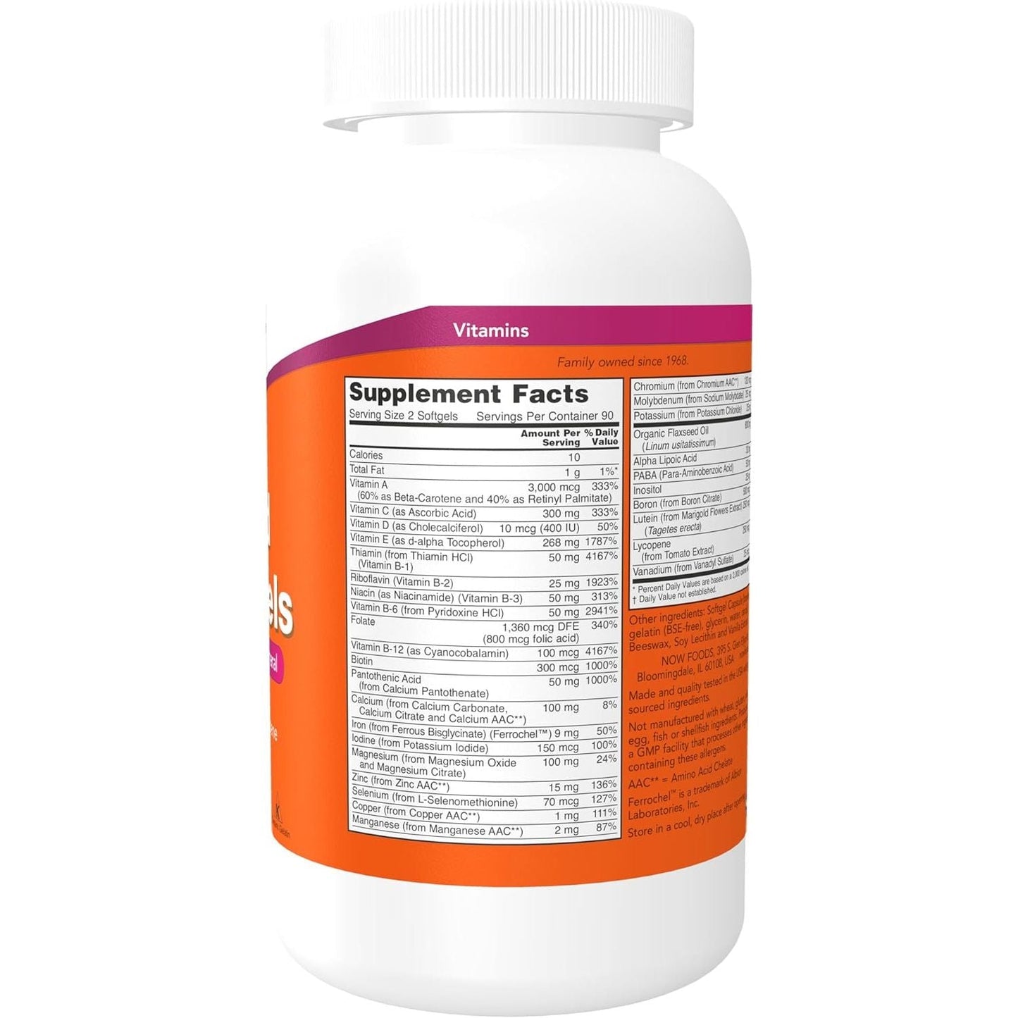 NOW Foods Supplements, Eve™ Women'S Multivitamin with Evening Primrose, Cranberry, Green Tea, Horsetail Silica & Coq10, 180 Softgels