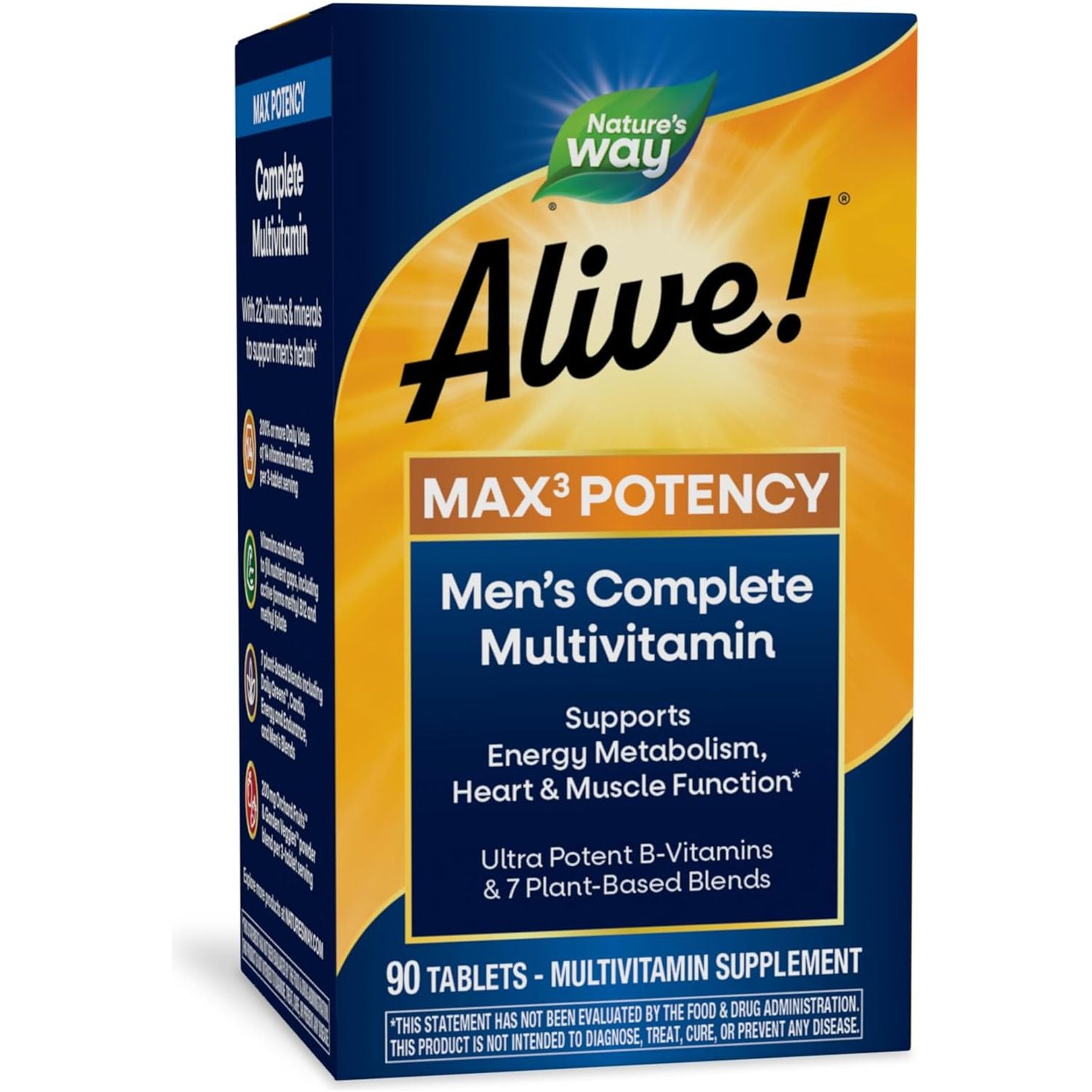 Nature'S Way Alive! Max3 Potency Multivitamin to Support Energy Metabolism*  90 Tablets
