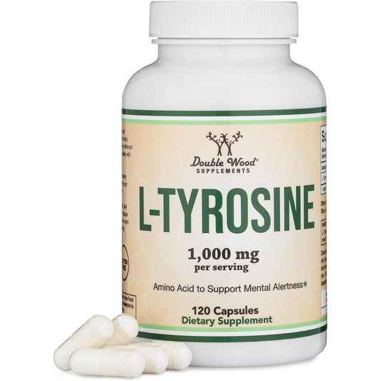 L-Tyrosine 1,000Mg per Serving, 120 Veggie Capsules (L Tyrosine Supplement for Memory, Attention, and Focus) by Double Wood