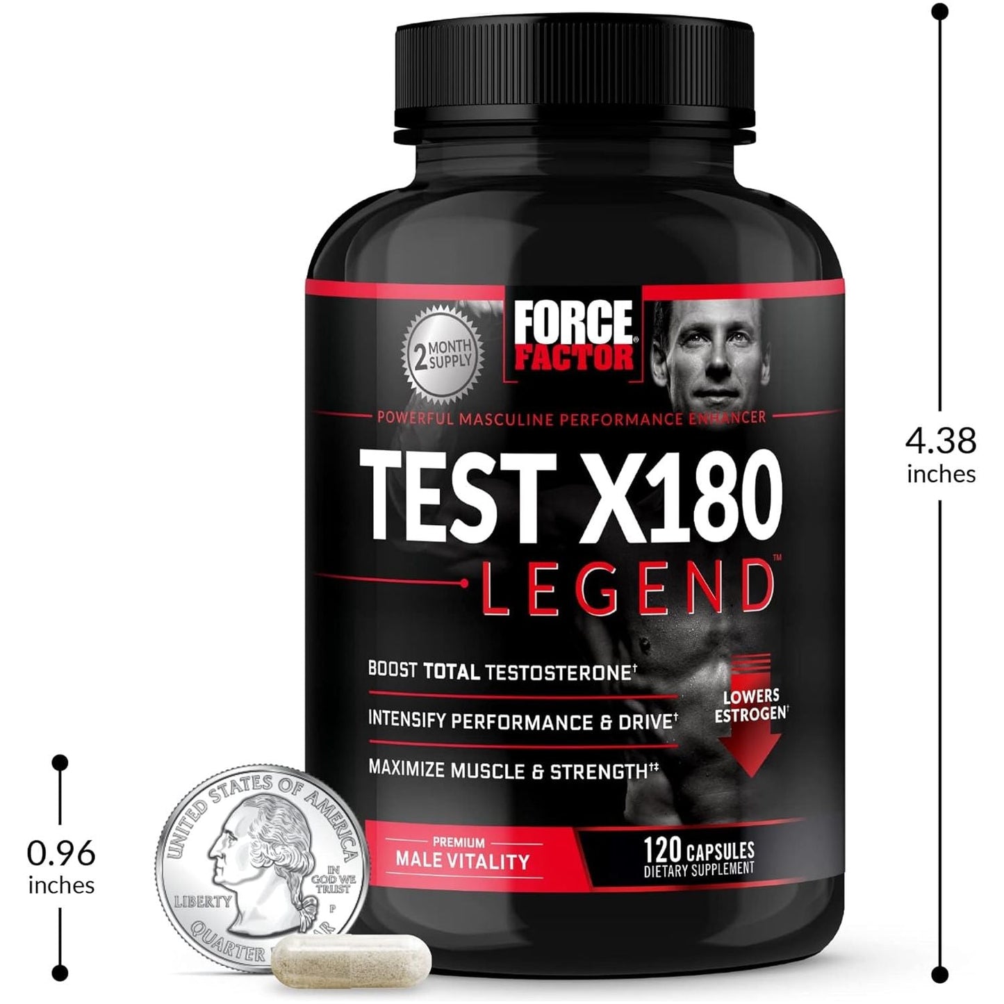 FORCE FACTOR Test X180 Legend Testosterone Booster to Build Muscle & Strength, Performance 120 Capsules