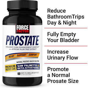 Force Factor Prostate Saw Palmetto and Beta Sitosterol Supplement for Men, Bladder Control, Reduce Nighttime Urination, 60 Softgels