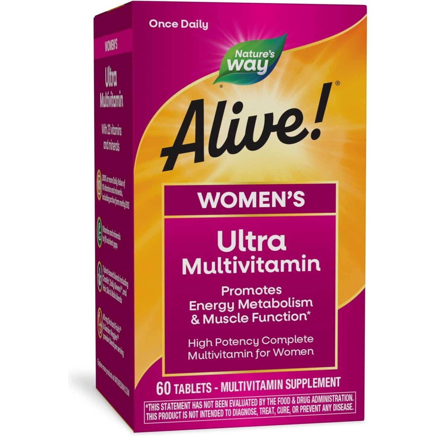 Nature'S Way Alive! Women'S Daily Ultra Multivitamin, Promotes Energy Metabolism and Muscle Function 60 Tablets