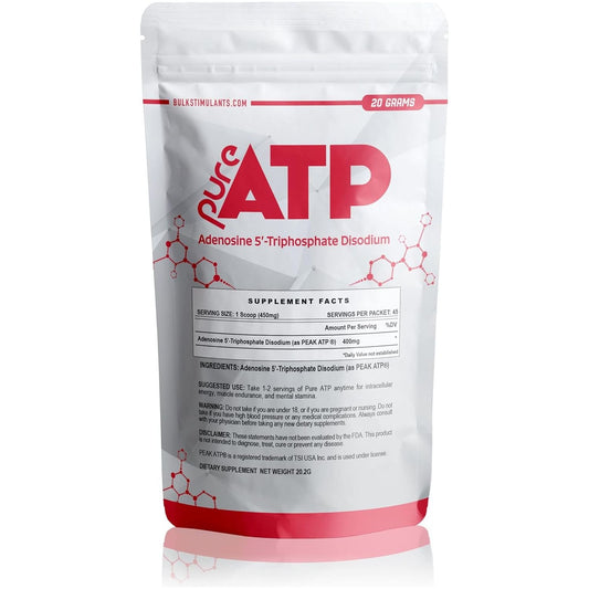 Bulkstimulants Pure ATP Adenosine Triphosphate Powder - Increase Energy, Endurance, Strength, Recovery & Muscle Pump 20 Grams