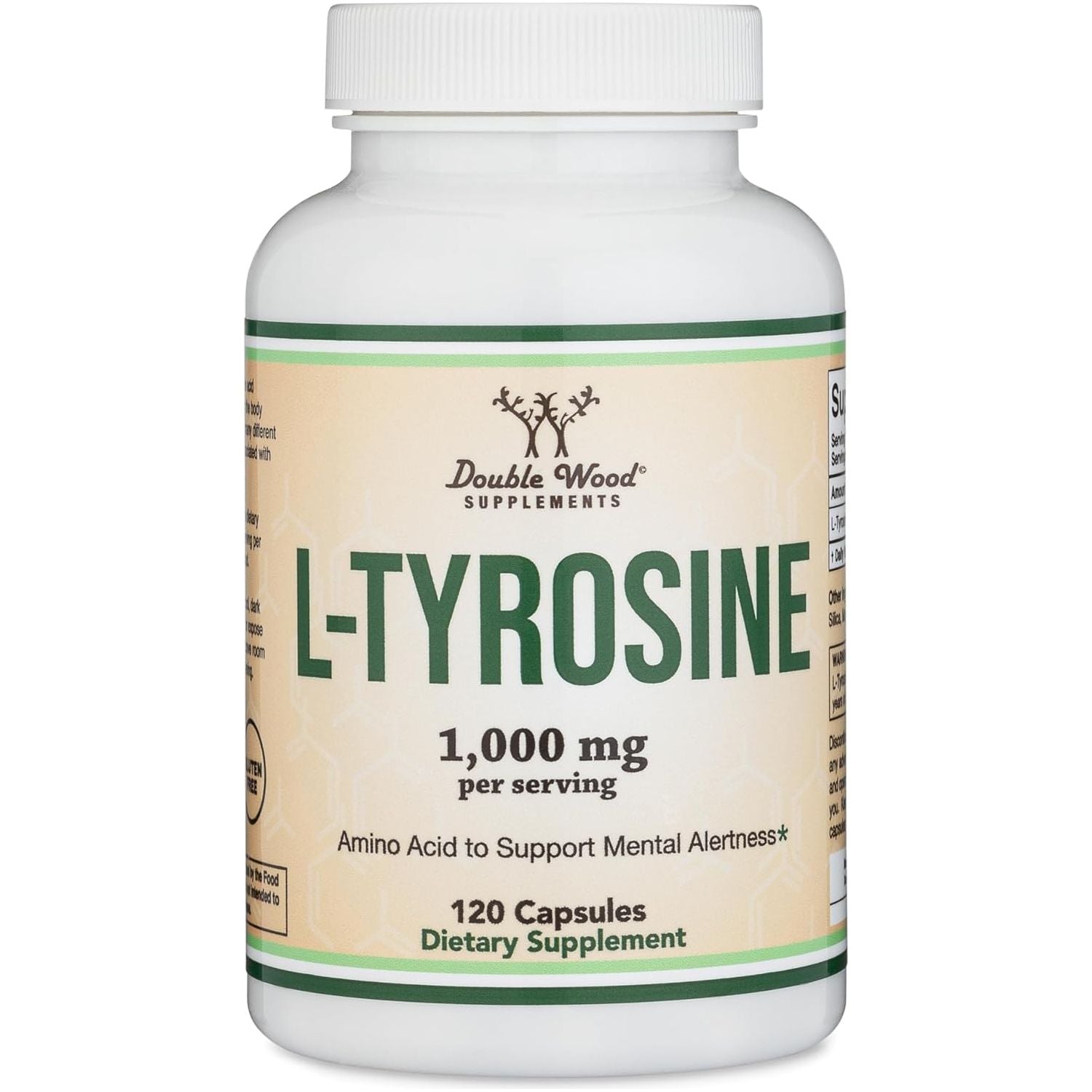 L-Tyrosine 1,000Mg per Serving, 120 Veggie Capsules (L Tyrosine Supplement for Memory, Attention, and Focus) by Double Wood