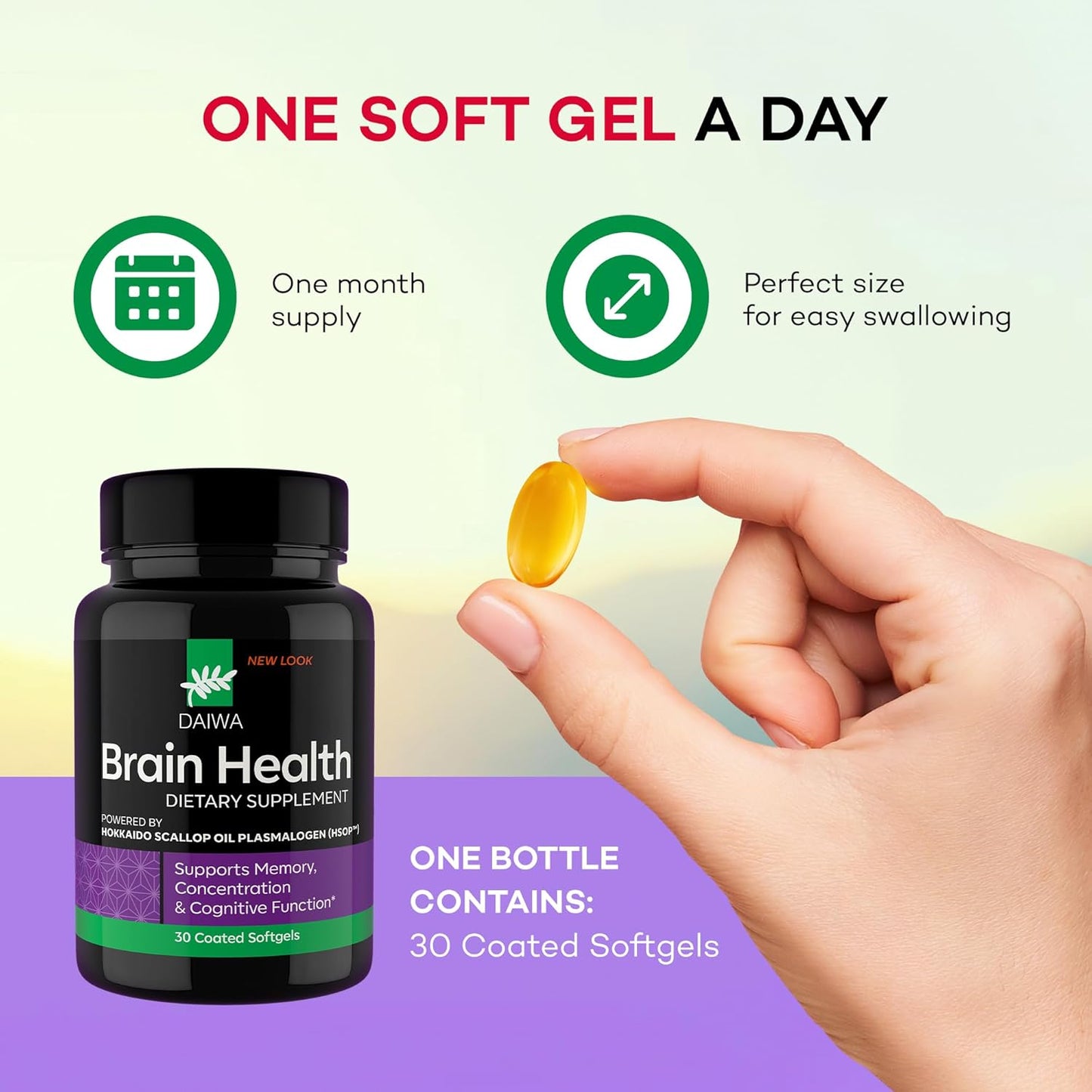 Daiwa Brain Health Supplement for Adults - Plasmalogen Focus Supplement for Memory and Concentration 30/Ct