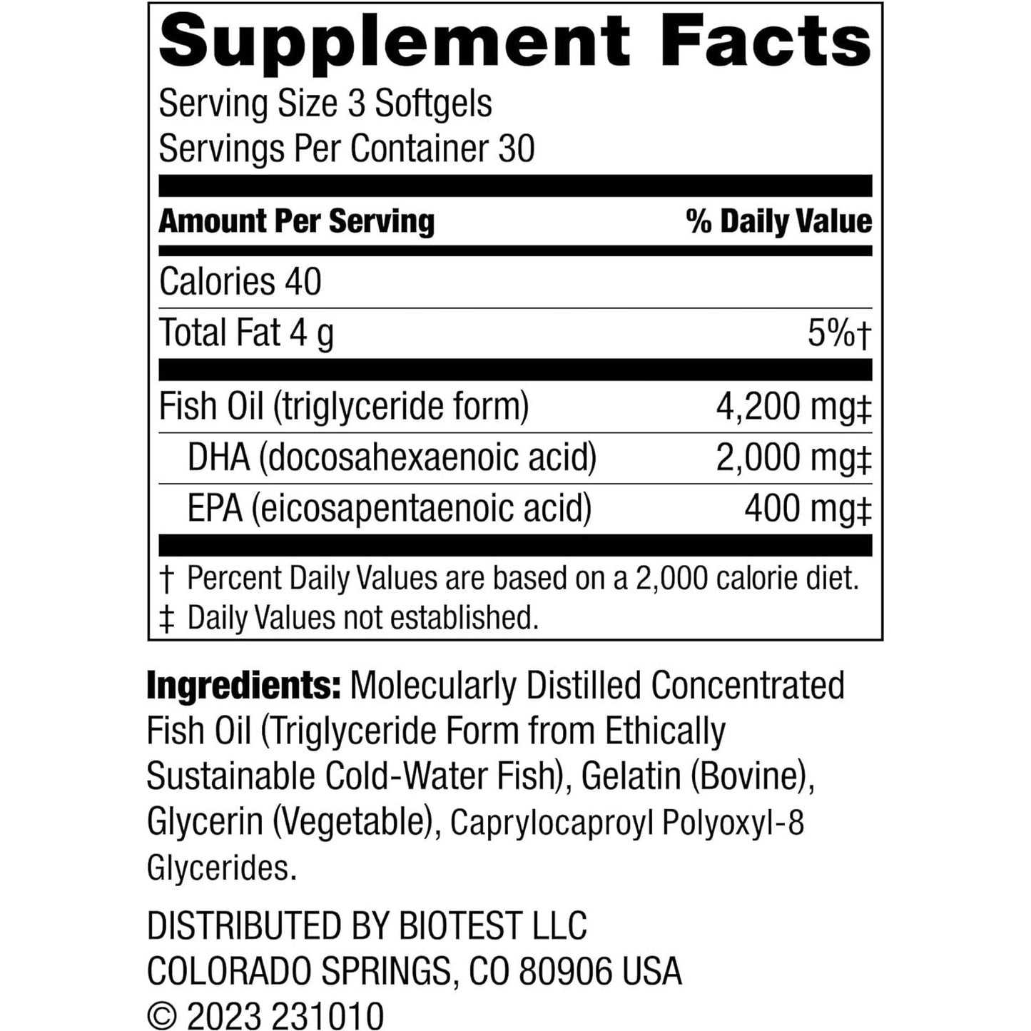Biotest Flameout Dha-Rich Fish Oil - 4200 Mg Omega-3 - Pharmaceutical Grade DHA & EPA - 90 Softgels