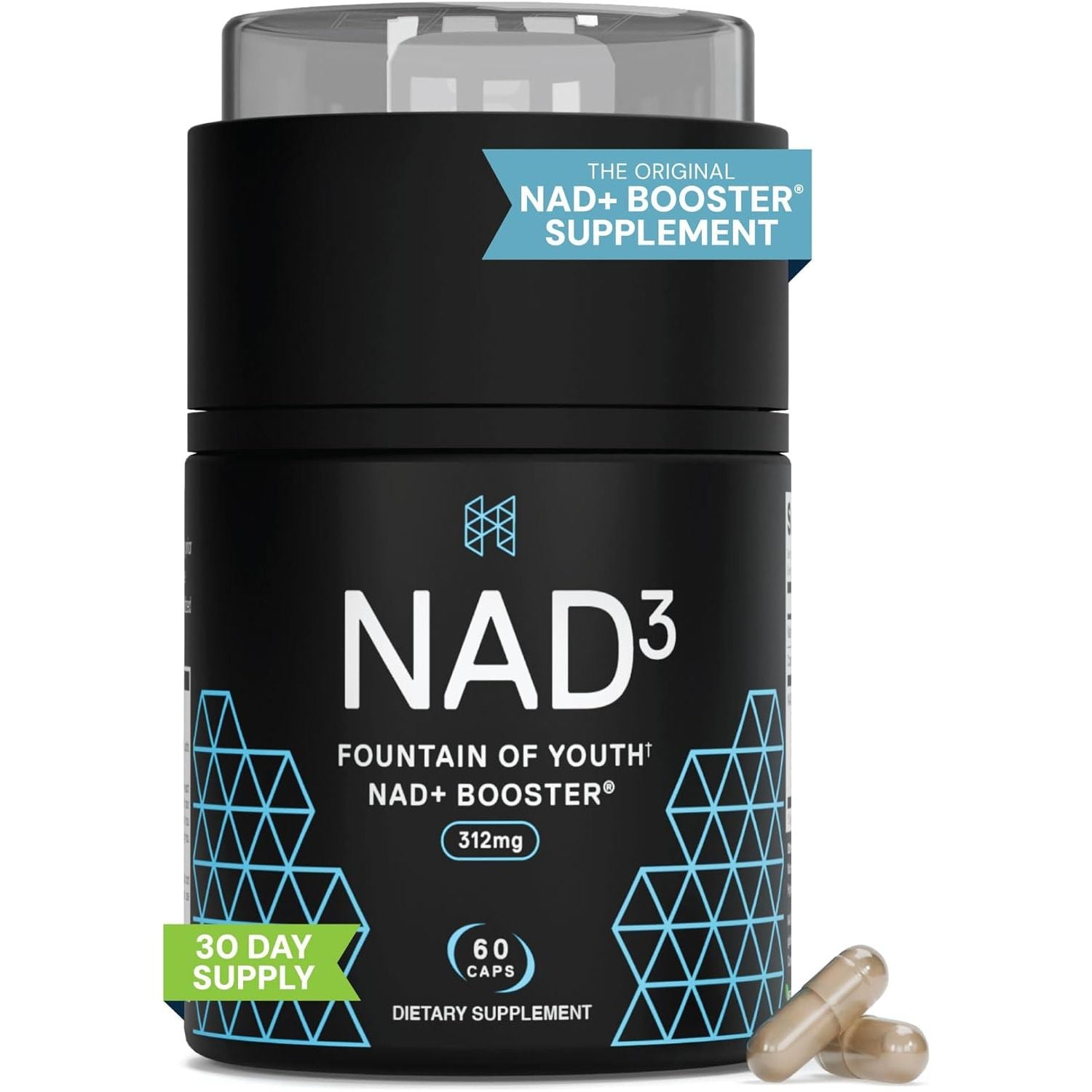 HPN NAD+ Booster –  anti Aging NRF2 Activator, 312 Mg – Natural Energy Supplement for Longevity & Cellular Health, 30 Pills