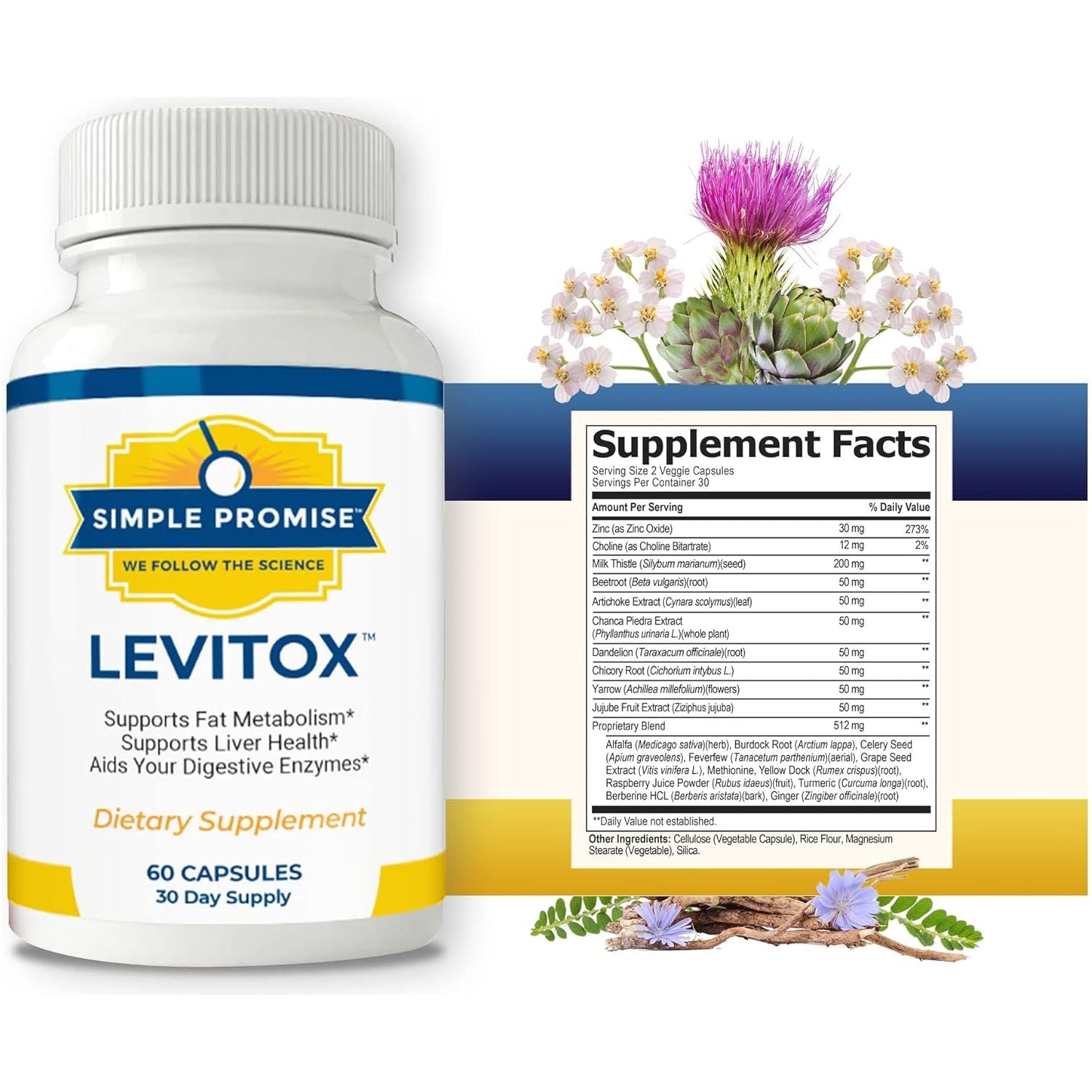 Simple Promise - Levitox - Groundbreaking Weight and Liver Support - Aids Digestive Enzymes, 60 Capsules
