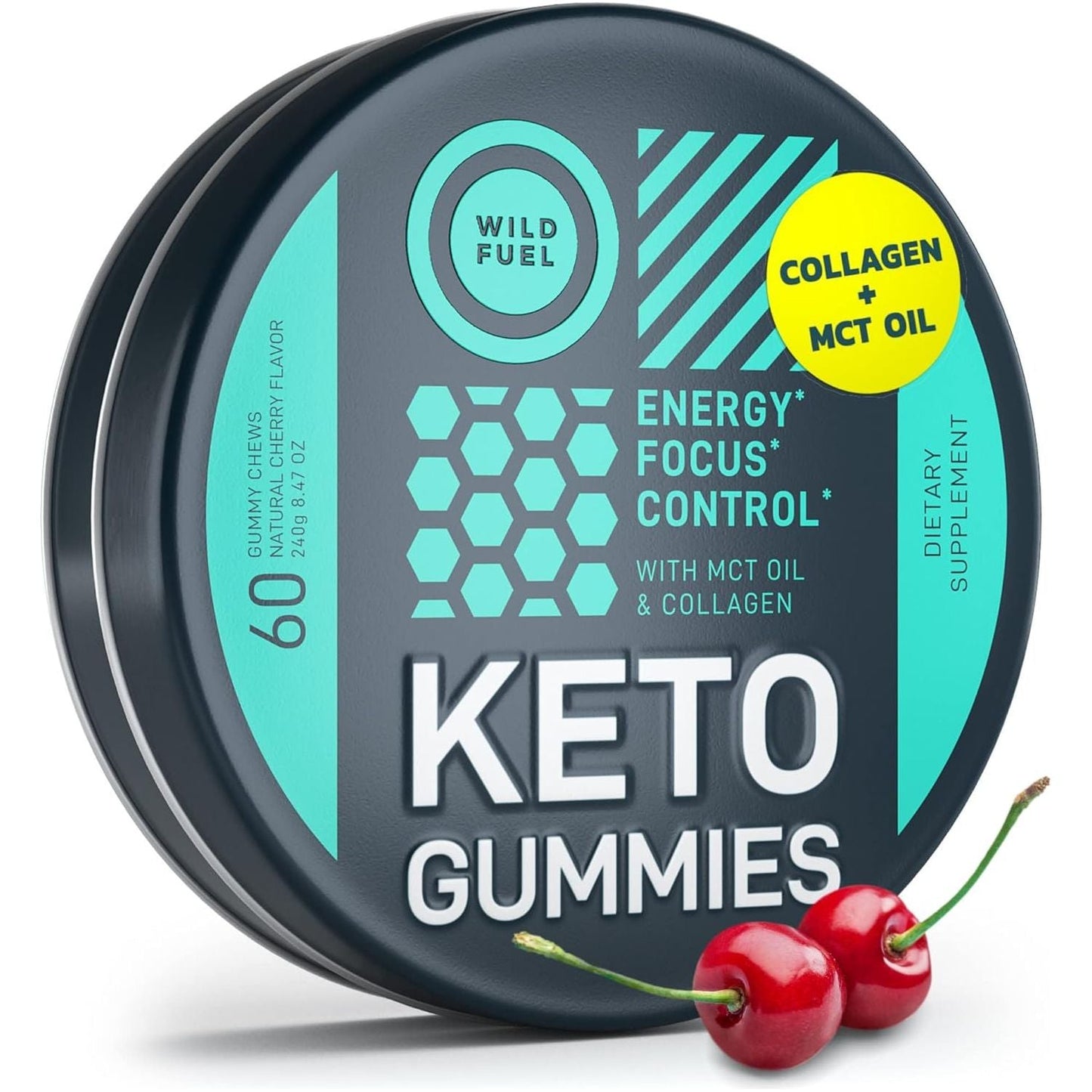 Keto Candy MCT Oil Keto Gummies with Collagen - Pre Workout Keto Gummy Energy Chews -60 Chewables