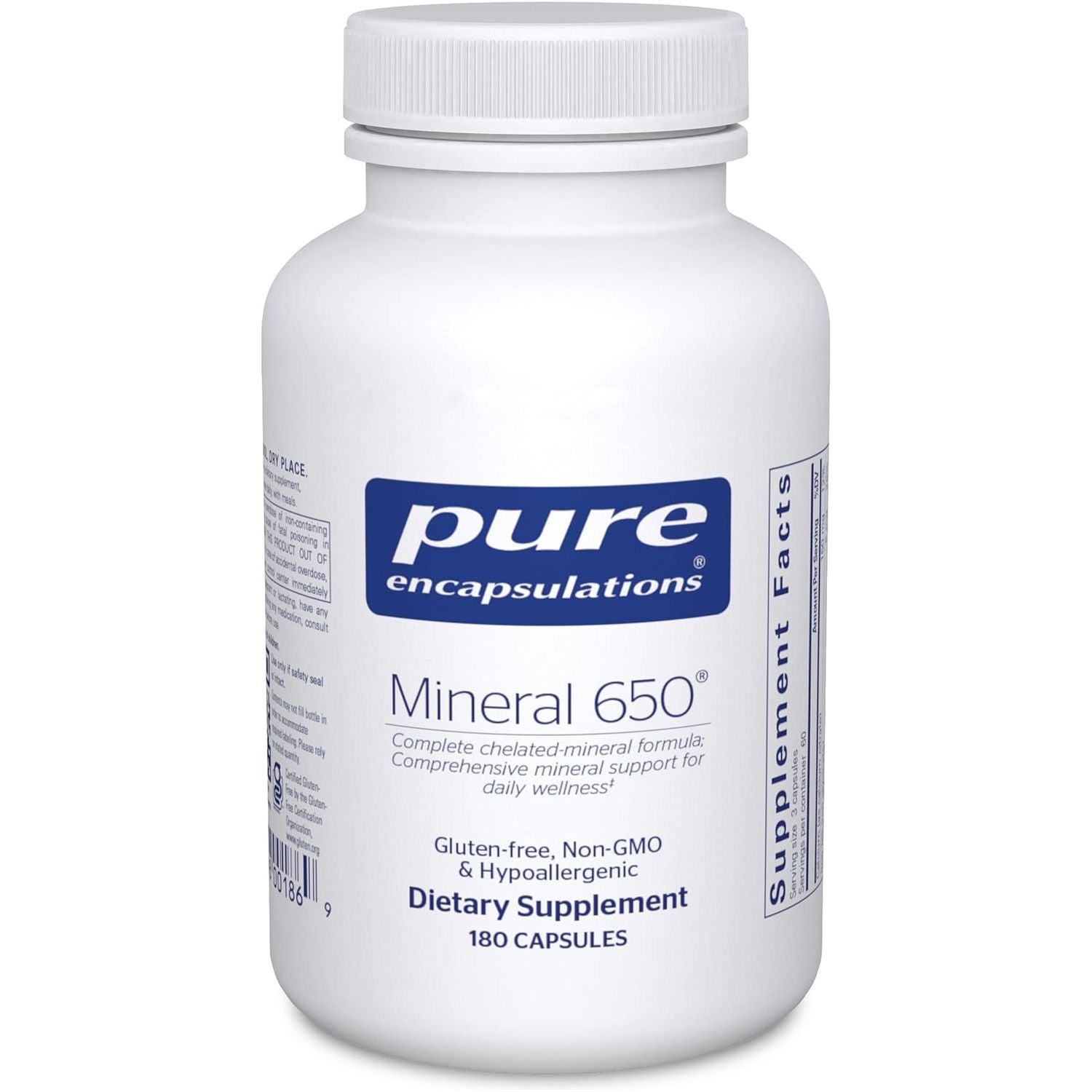 Pure Encapsulations Mineral 650 | Hypoallergenic Combination of Balanced Chelated | Minerals | 180 Capsules
