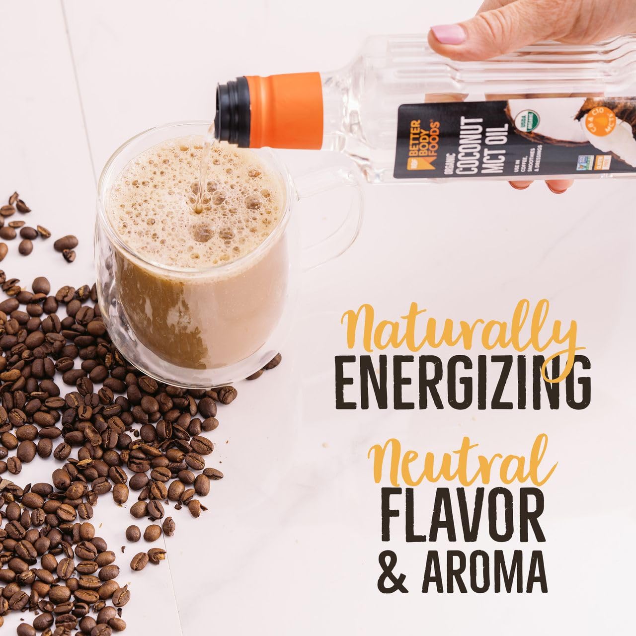 Betterbody Foods Organic Coconut MCT Oil - Energy Boosting- Keto-Friendly - C8 & C10 - Gluten Free - 16.9 Oz