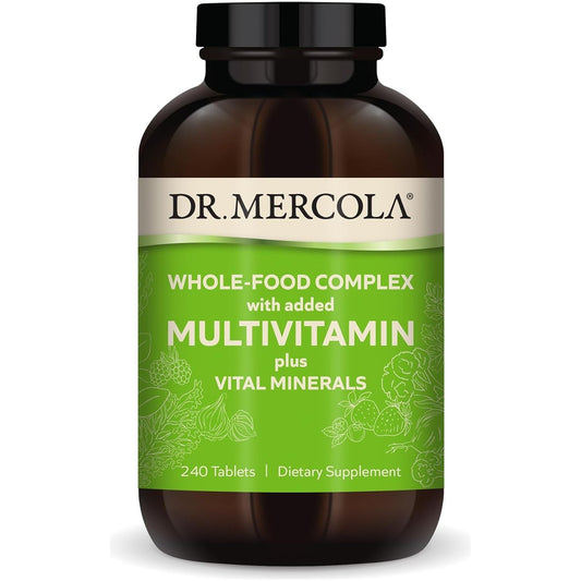 Dr. Mercola Whole-Food Complex with Added Multivitamin plus Vital Minerals, 30 Servings (240 Tablets) Supports Overall Health