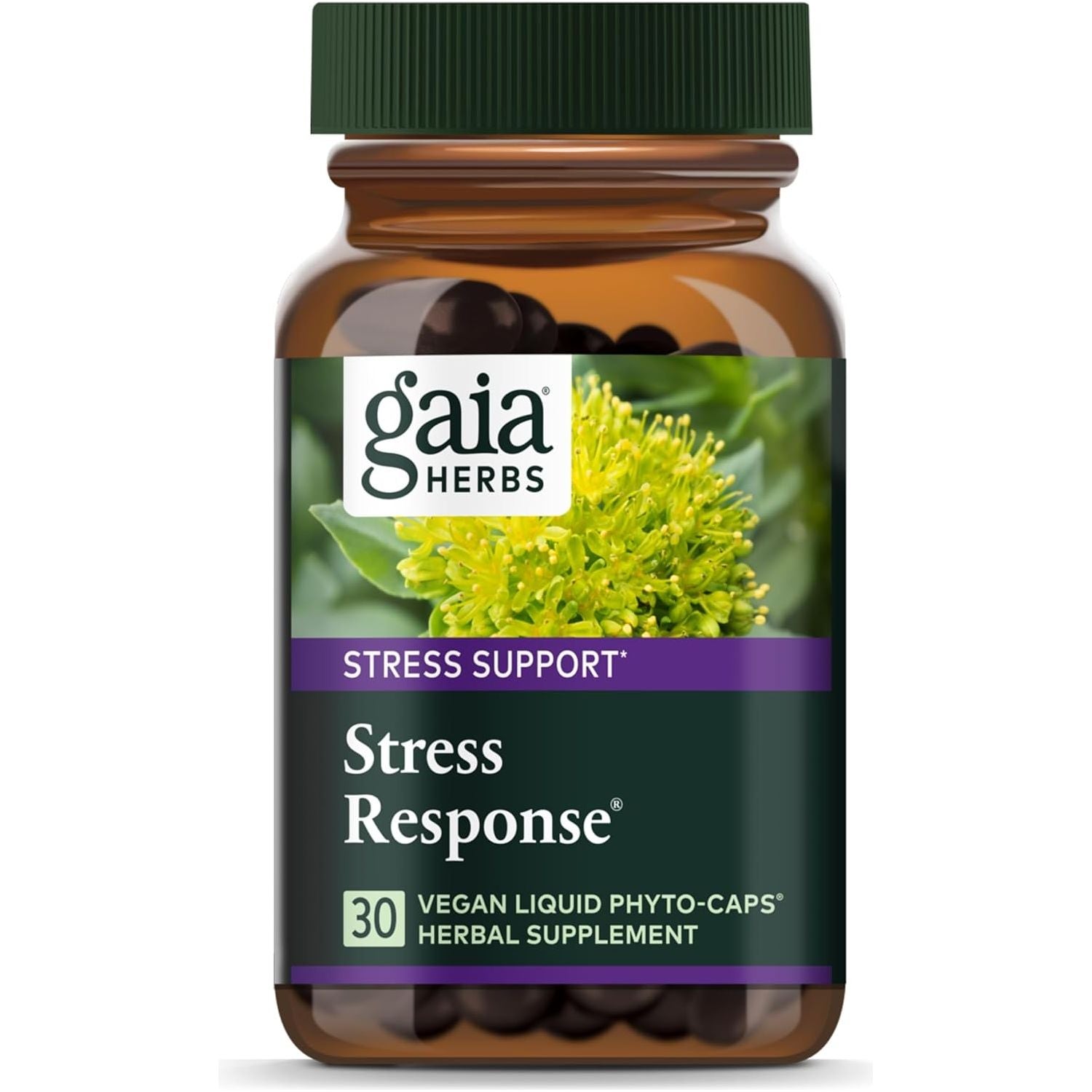 Gaia Herbs Stress Response Supplements - Supports Relaxation - 30 Vegan Liquid Phyto-Capsules