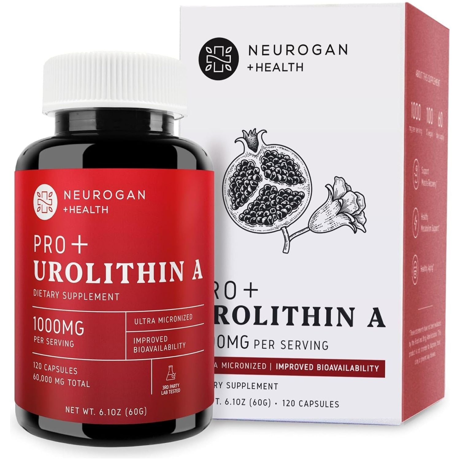 Neurogan Enhanced Strength Urolithin a Pro Capsules - 1000Mg, 120 Count - Advanced Cellular Health & Vitality - Made in the USA