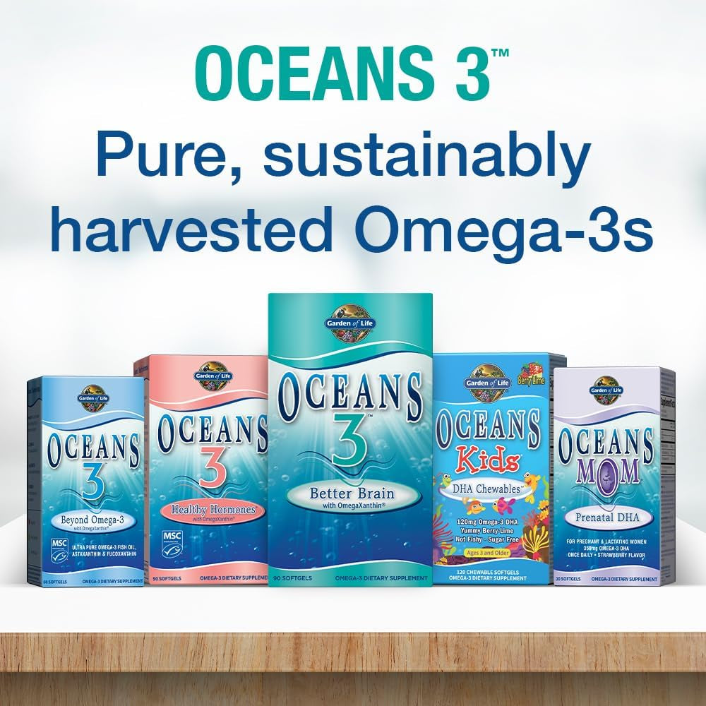 Garden of Life Oceans Mom Prenatal Fish Oil DHA, Omega 3 Fish Oil Supplement 350Mg for Mamas, Babys Brain & Eye Development, 30 Softgels