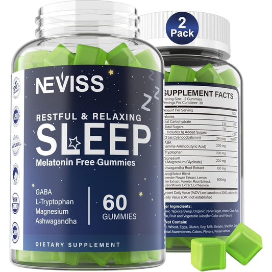 NEVISS Melatonin Free Sleep Aid Gummies for Adults