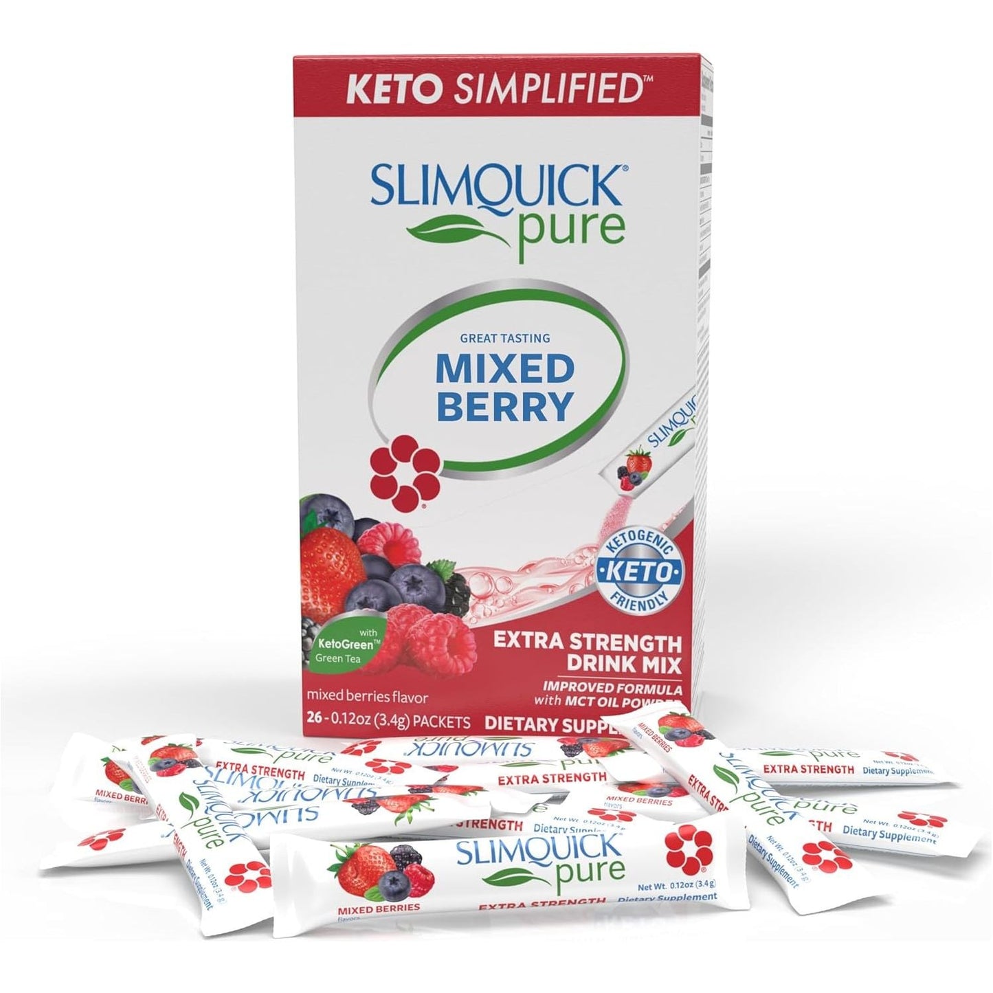 Slimquick Pure 3X Extra Strength Mixed Berry Drink Mix for Women to Help Achieve Weight Goals 26 Count