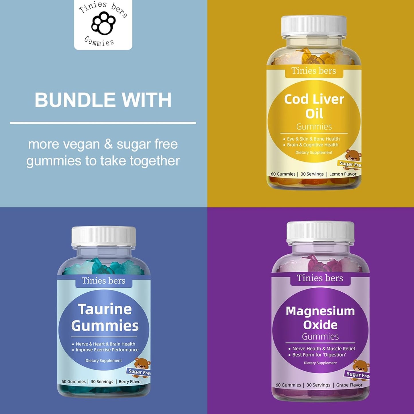 Cod Liver Oil Gummies 1000Mg, Sugar Free for Adults & Kids, Omega-3S & Vitamin A&D 60 Count