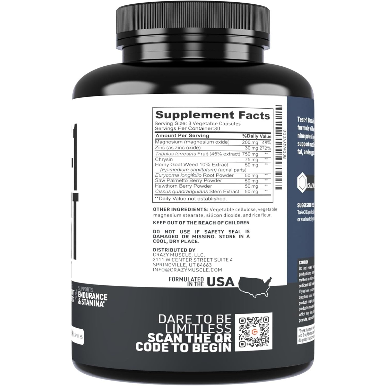 Crazy Muscle Booster (Over 1,300Mg per Capsule) to Increase Low Levels in Males 90 Supplement Pills