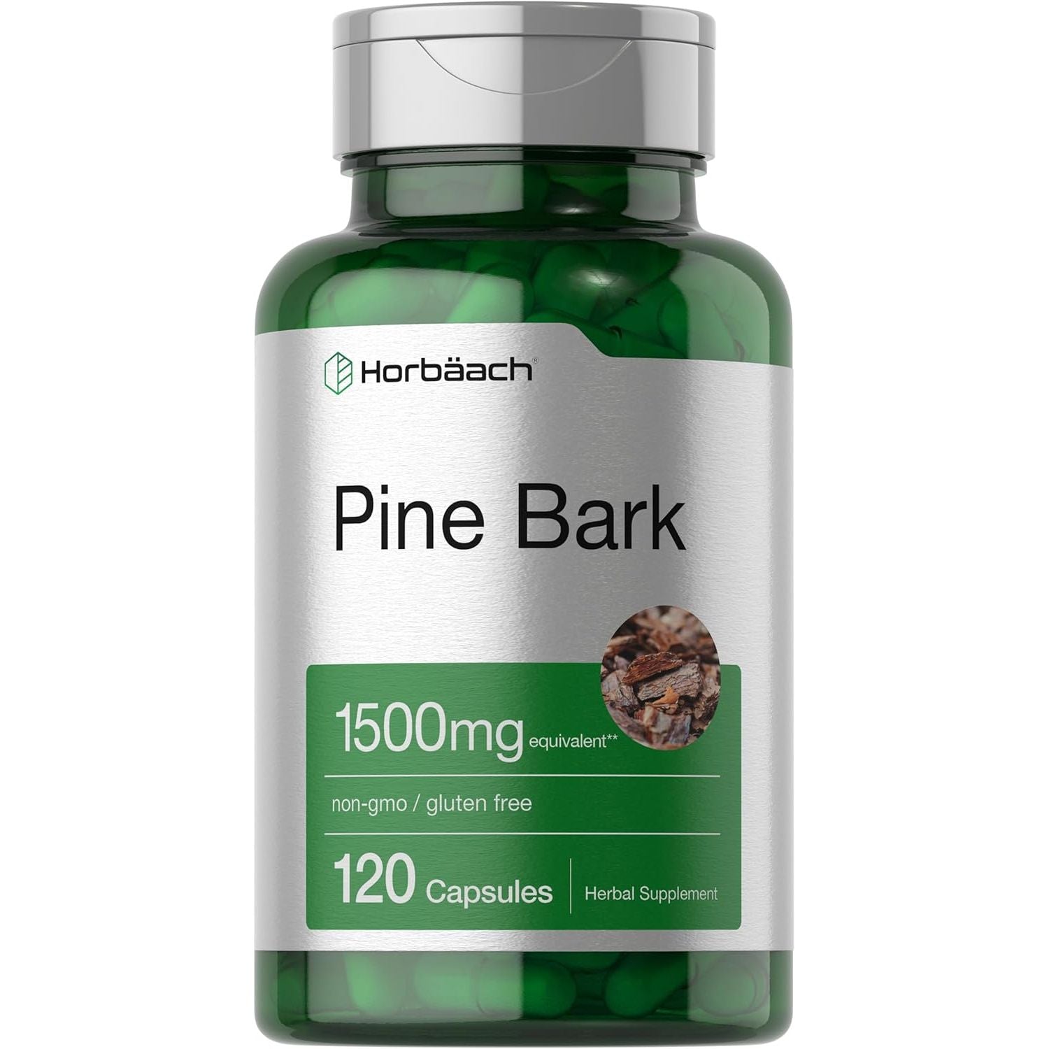 Horbäach Pine Bark Extract Capsules | 1500Mg | 120 Count | Non-Gmo and Gluten Free