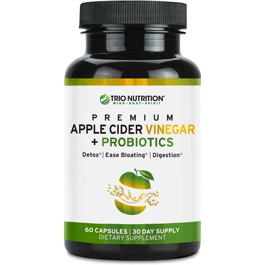 TRIO NUTRITION Apple Cider Vinegar Capsules with Green Tea for Body Cleanse, Immune, Weight Management & Metabolism Support*