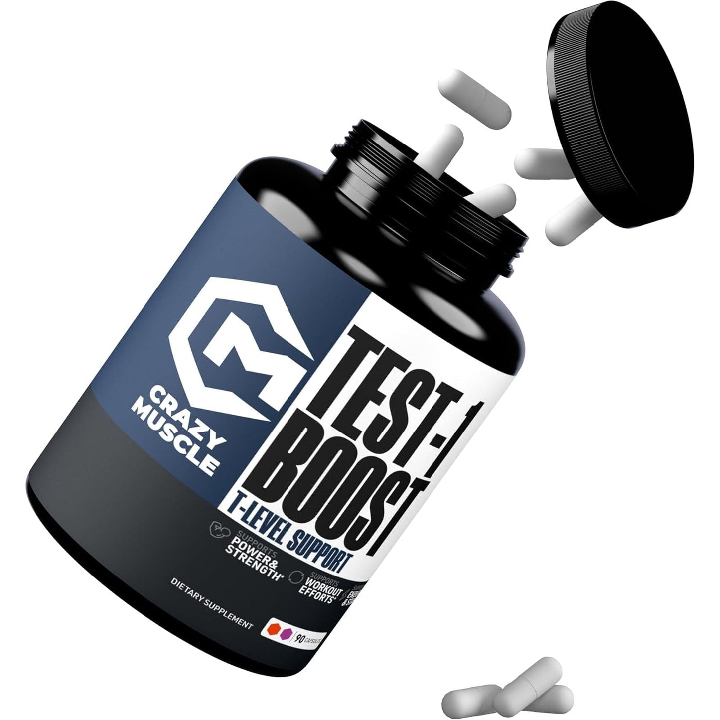 Crazy Muscle Booster (Over 1,300Mg per Capsule) to Increase Low Levels in Males 90 Supplement Pills