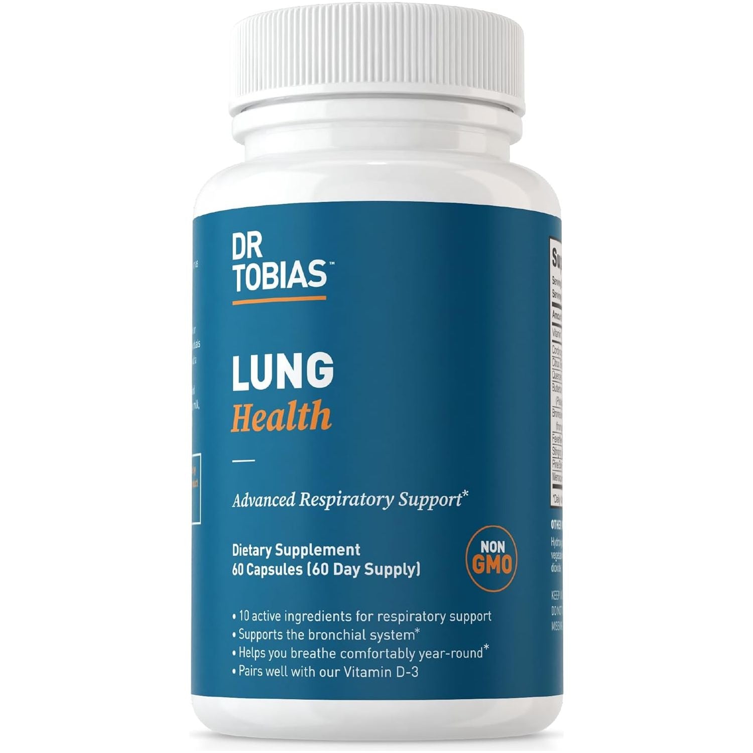 Dr. Tobias Lung Health Supplement - Advanced Lung Cleanse Detox Formula for Bronchial & Respiratory System 60 Servings