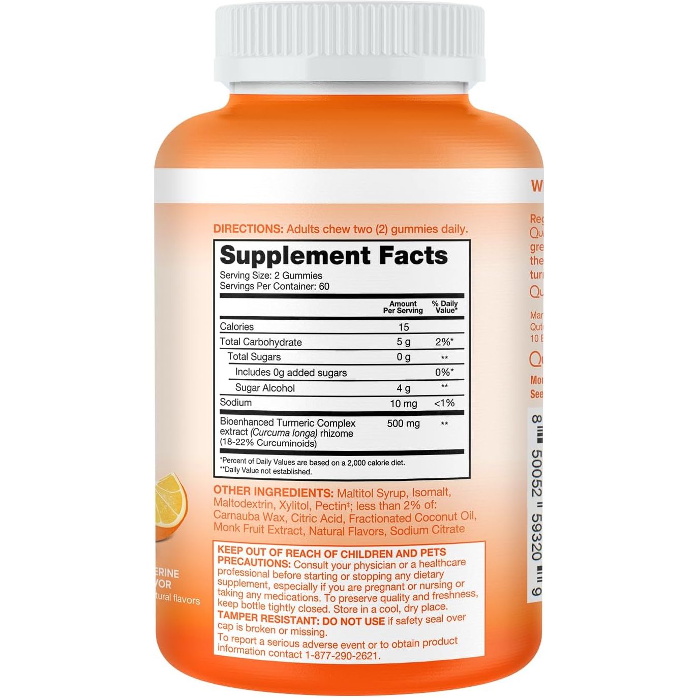 Qunol Zero Sugar Turmeric Gummies 500Mg Joint Support Supplement, 90 Count