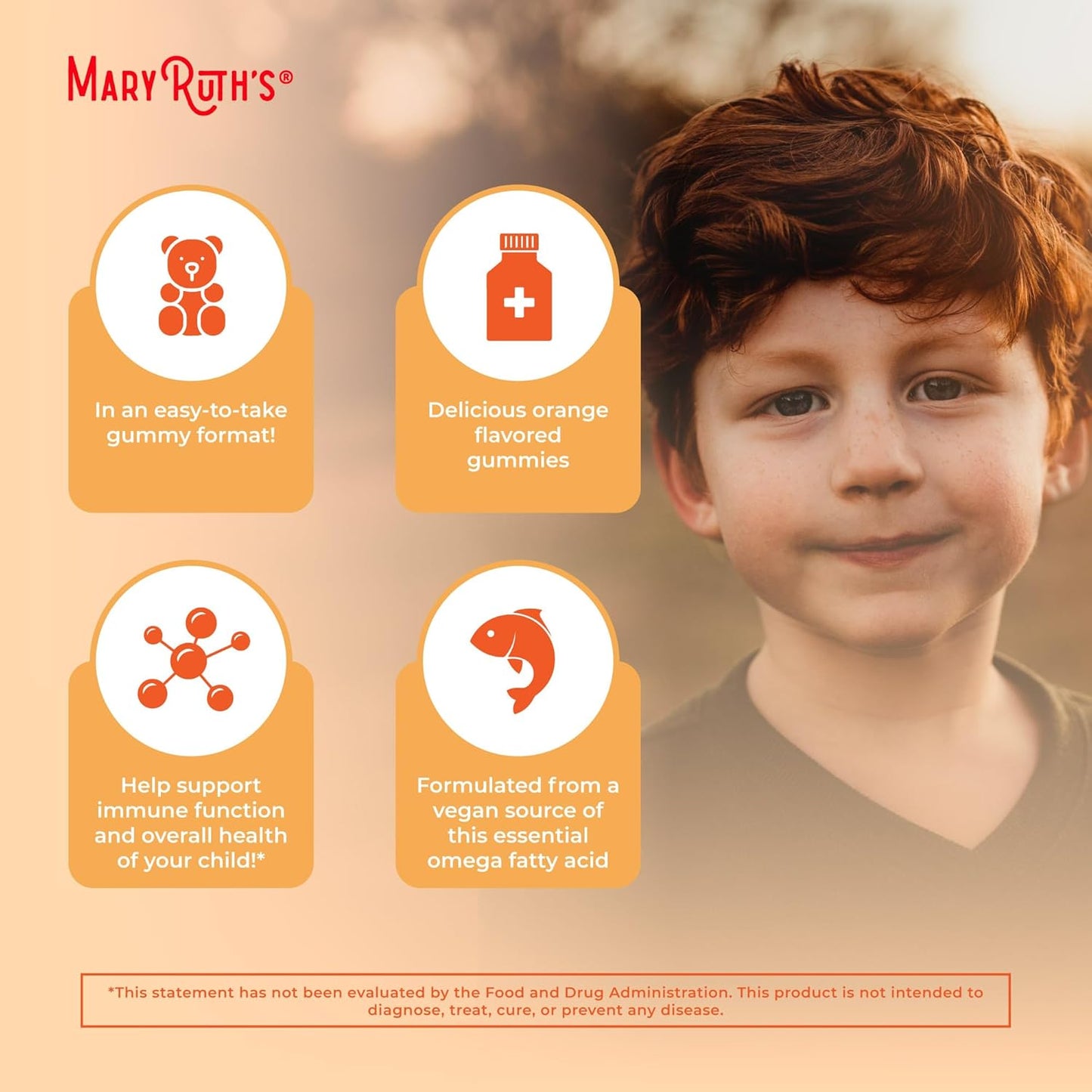 Maryruth Organics Vegan Omega 3 Gummies for Kids 2+, 2 Month Supply