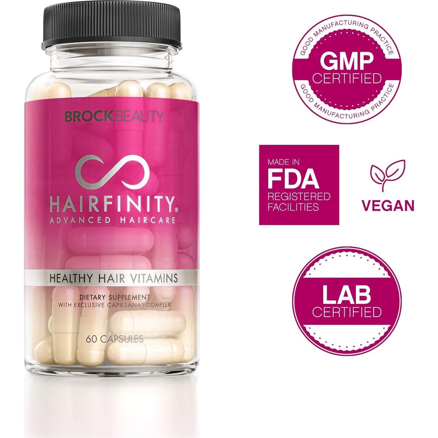 Hairfinity Hair Vitamins with Biotin, Amino Acids, and a Vitamin Supplement That Helps Support Hair Growth -  60 Capsules