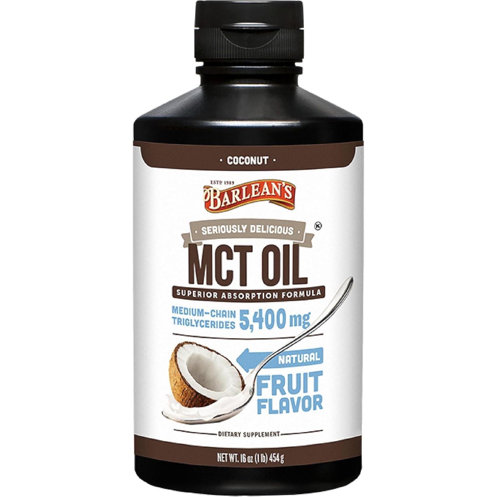 Barlean'S MCT Oil Supplement, Coconut Flavored for Keto Coffee, 5,400Mg 16 Oz