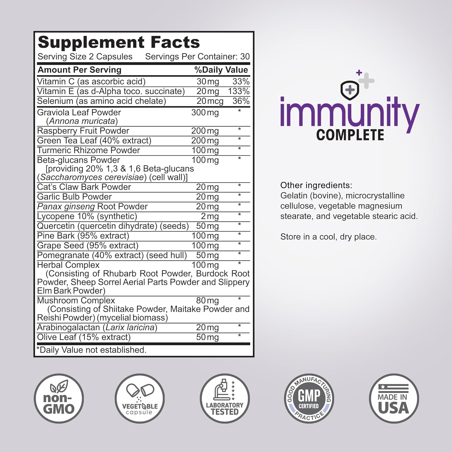 Immunity Complete - 20-In-1 Immune System Booster Formula 60Count
