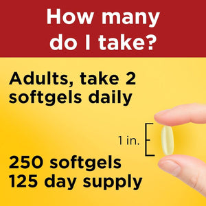 Nature Made Fish Oil Omega 3 1000 Mg Softgels for Healthy Heart Support 125 Day Supply