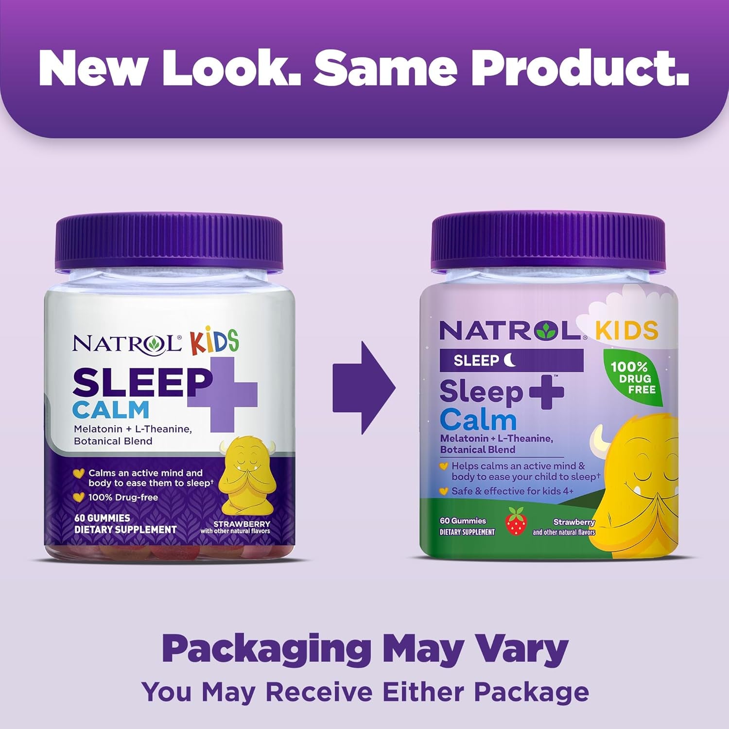 Natrol Kids Sleep+ Calm Melatonin and L-Theanine  60 Melatonin Gummies 60 Day Supply