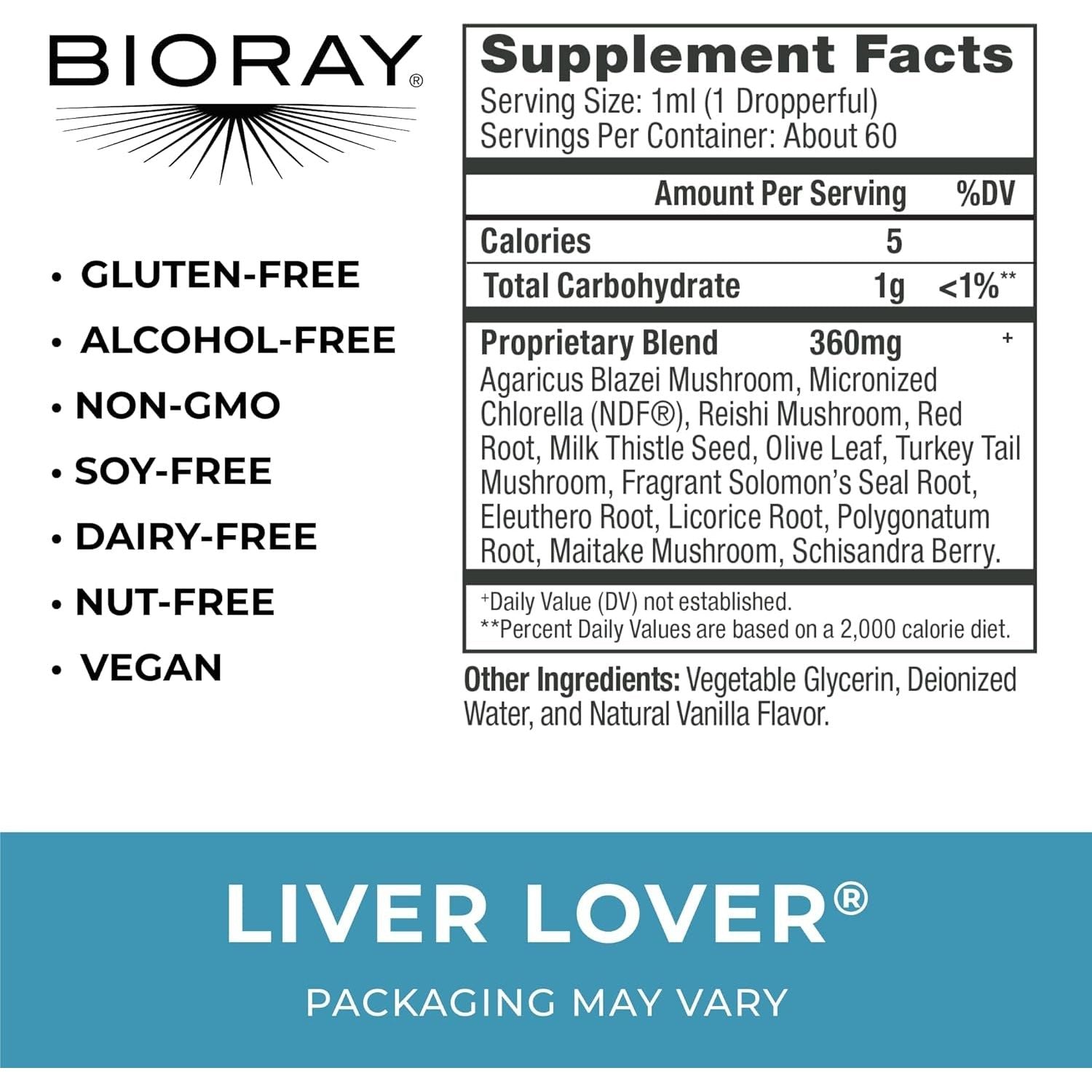 BIORAY Daily Liver Lover - Supports the Liver & Adrenals 2 Fl Oz