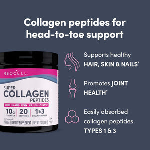 Neocell Super Collagen Peptides, 10G per Serving, Healthy Hair, Skin, Nails and Joints, Unflavored, 7 Oz