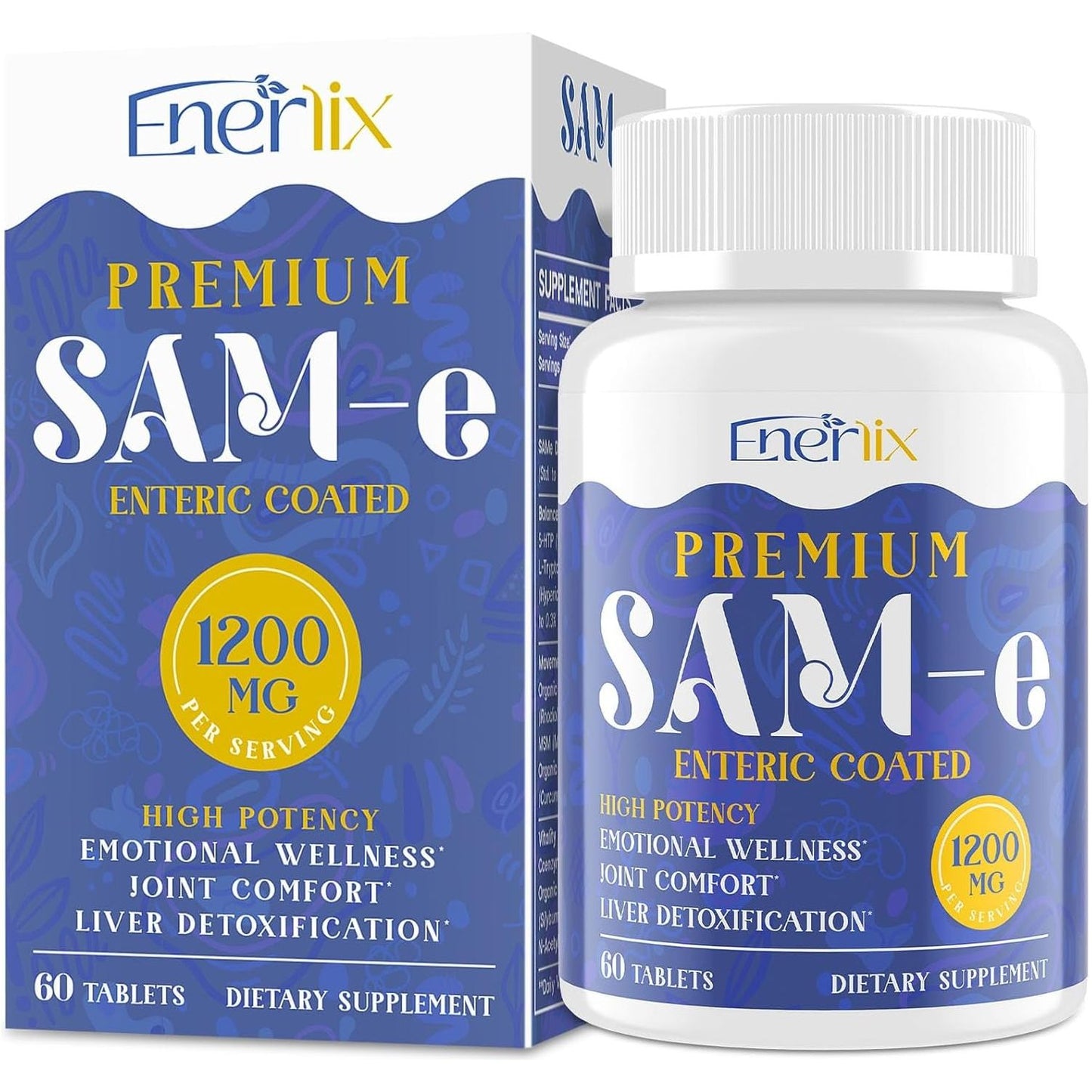 1200 MG SAM E Supplement for Brain, Mood, Joint, and Liver, 60 Tablets, Vegan