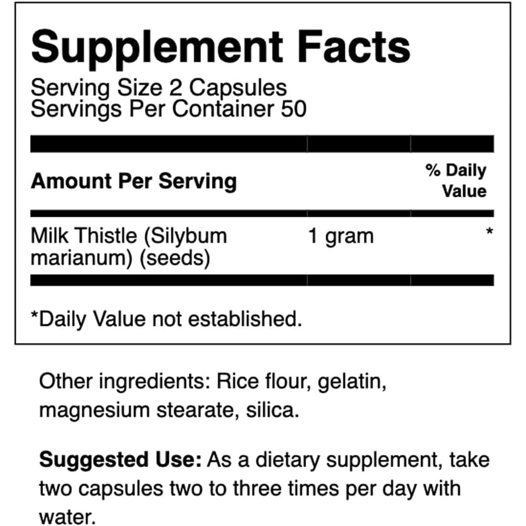 Swanson Milk Thistle - Natural Formula Helping to Maintain Overall Health & Wellbeing-(100 Capsules, 500Mg Each)